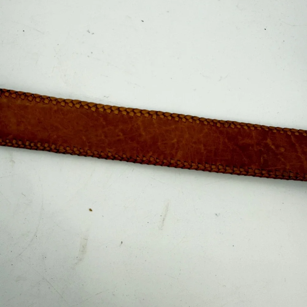 Vintage Southwestern‎ Woven Leather Belt Unisex SZ 40 Brown Black Geometric Boho